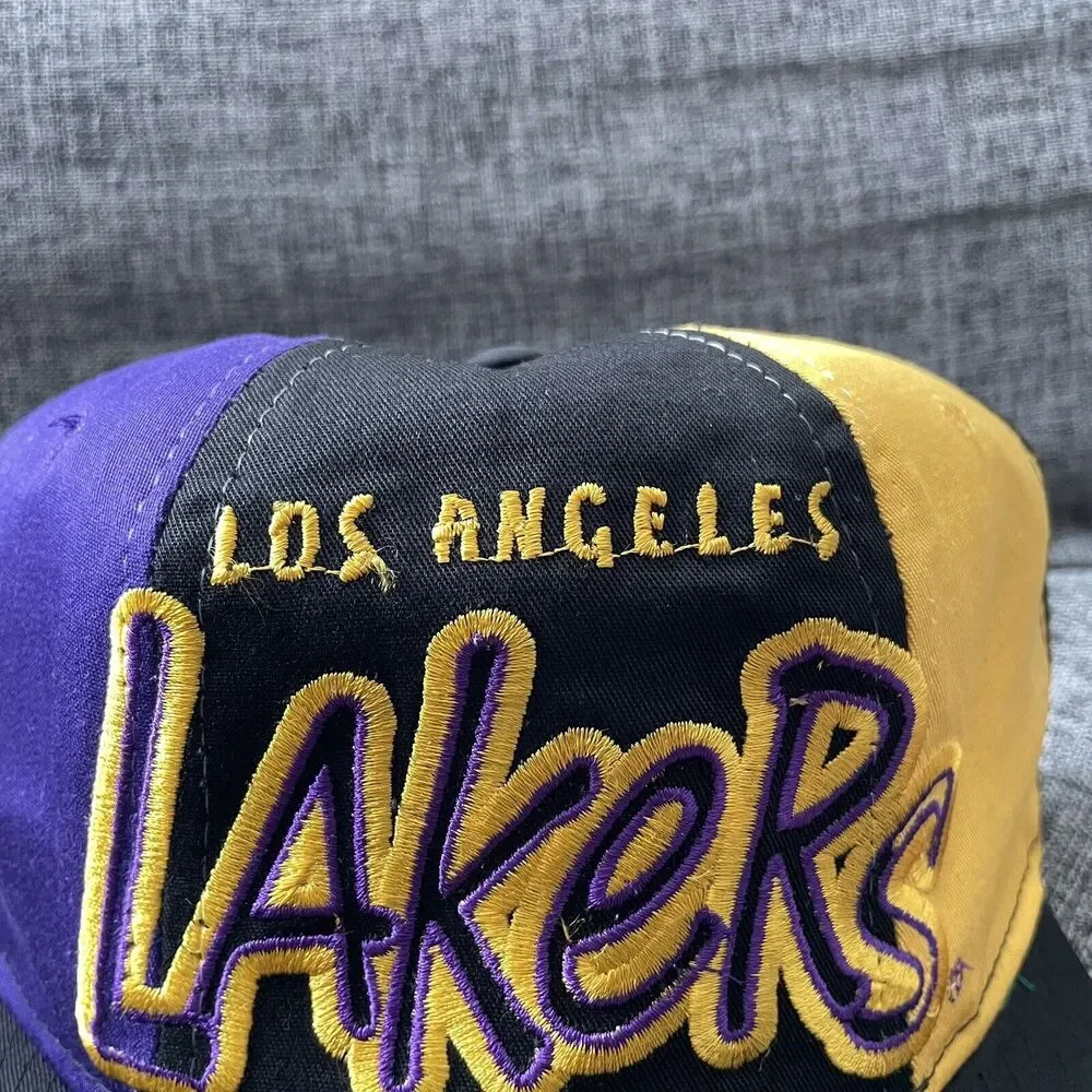 Vintage Starter Los Angeles Lakers Snapback Hat Cap Twill Color Block Embroidery